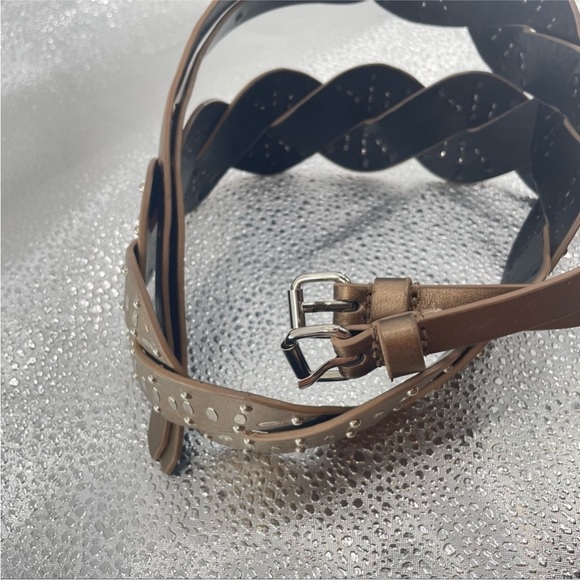 NWOT Twisted Metallic Beaded Double Buckle Belt - Picture 2 of 7